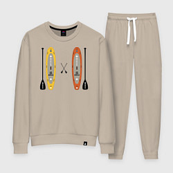 Костюм хлопковый женский Сап серфинг, цвет: миндальный