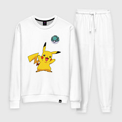 Костюм хлопковый женский Pokemon pikachu 1, цвет: белый