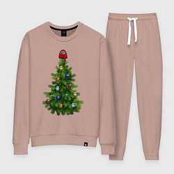Костюм хлопковый женский Among us елка, цвет: пыльно-розовый