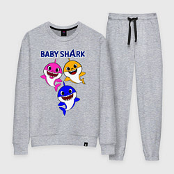 Костюм хлопковый женский Baby Shark, цвет: меланж