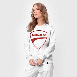 Костюм хлопковый женский Ducati Logo Дукати Лого Z, цвет: белый — фото 2