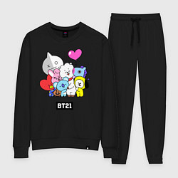 Костюм хлопковый женский BT21, цвет: черный