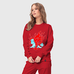 Костюм хлопковый женский Cyberpunk neon samurai, цвет: красный — фото 2