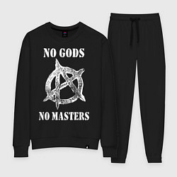 Костюм хлопковый женский NO GODS NO MASTERS, цвет: черный