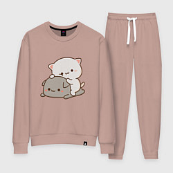 Костюм хлопковый женский Милые котики, цвет: пыльно-розовый