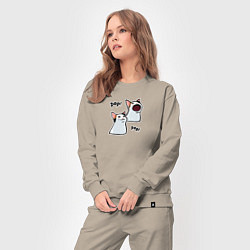 Костюм хлопковый женский Pop Cat, цвет: миндальный — фото 2