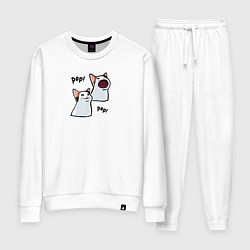 Костюм хлопковый женский Pop Cat, цвет: белый