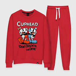 Костюм хлопковый женский Cuphead, Dont deal with devil, цвет: красный