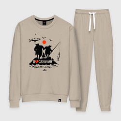 Костюм хлопковый женский Я люблю Сахалин, цвет: миндальный