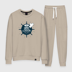 Костюм хлопковый женский Моряк, цвет: миндальный