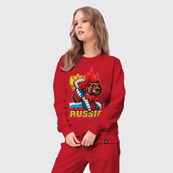Костюм хлопковый женский Хоккей Россия, цвет: красный — фото 2