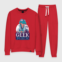 Костюм хлопковый женский Динозавр Гик Geek Rex, цвет: красный