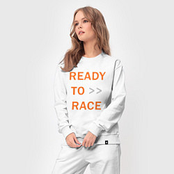 Костюм хлопковый женский KTM READY TO RACE спина Z, цвет: белый — фото 2
