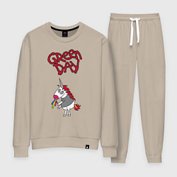 Костюм хлопковый женский Green Day Unicorn, цвет: миндальный