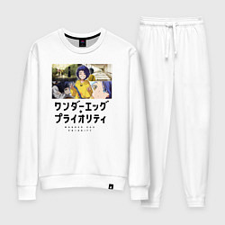 Костюм хлопковый женский Приоритет чудо-яйца, цвет: белый