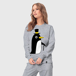 Костюм хлопковый женский Пингвин в шляпе, цвет: меланж — фото 2