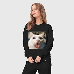 Костюм хлопковый женский Мем про кота, цвет: черный — фото 2