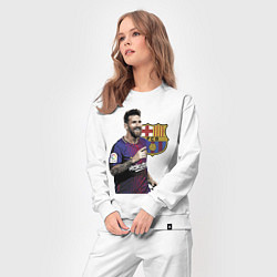 Костюм хлопковый женский Lionel Messi Barcelona Argentina, цвет: белый — фото 2