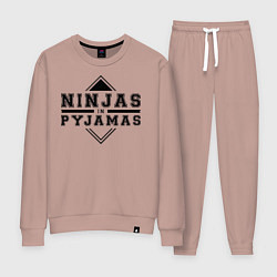 Костюм хлопковый женский Ninjas In Pyjamas, цвет: пыльно-розовый
