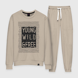 Костюм хлопковый женский YOUNG WILD &FREE, цвет: миндальный