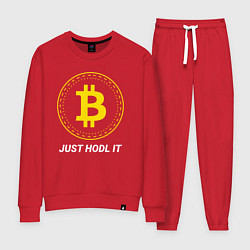 Костюм хлопковый женский Just Hodl It - Биткойн, цвет: красный