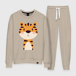 Костюм хлопковый женский Cartoon Tiger, цвет: миндальный