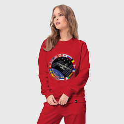 Костюм хлопковый женский Космическая станция, цвет: красный — фото 2