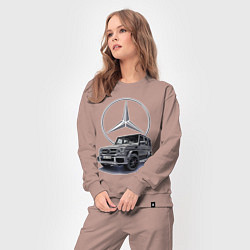 Костюм хлопковый женский Mercedes Gelendwagen G63 AMG G-class G400d, цвет: пыльно-розовый — фото 2