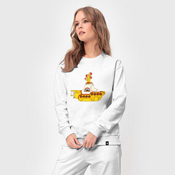 Костюм хлопковый женский The Beatles Yellow Submarine в дудл стиле, цвет: белый — фото 2
