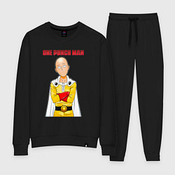 Костюм хлопковый женский Сайтама безразличие One Punch-Man, цвет: черный