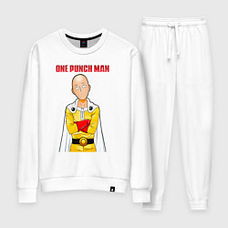 Костюм хлопковый женский Сайтама безразличие One Punch-Man, цвет: белый