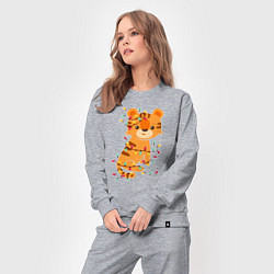 Костюм хлопковый женский Новогодний тигренок 2022, цвет: меланж — фото 2