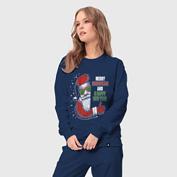 Костюм хлопковый женский Merry Christmas and Happy New Year!, цвет: тёмно-синий — фото 2