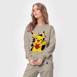 Костюм хлопковый женский ПИКАЧУ И СЕРДЕЧКО POKENON PIKACHU LOVE, цвет: миндальный — фото 2