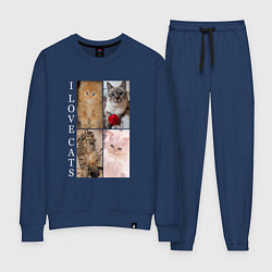 Костюм хлопковый женский I LOVE CATS Я ЛЮБЛЮ КОШЕК, цвет: тёмно-синий