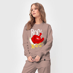 Костюм хлопковый женский Red mittens Rock this xmas, цвет: пыльно-розовый — фото 2