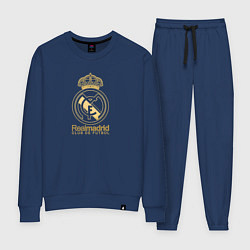 Костюм хлопковый женский Real Madrid gold logo, цвет: тёмно-синий