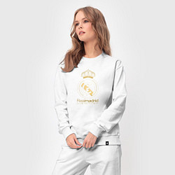 Костюм хлопковый женский Real Madrid gold logo, цвет: белый — фото 2