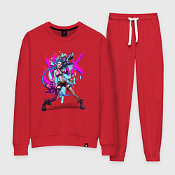 Костюм хлопковый женский LOL JINX БРЫЗГИ КРАСОК, цвет: красный