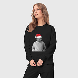 Костюм хлопковый женский Дед Мороз Сальвадор Дали в шапке, цвет: черный — фото 2