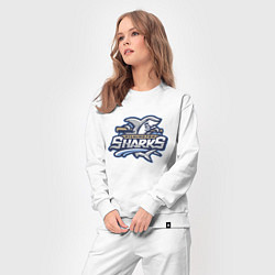 Костюм хлопковый женский Wilmington sharks -baseball team, цвет: белый — фото 2