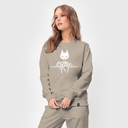 Костюм хлопковый женский Stray: White Logo, цвет: миндальный — фото 2