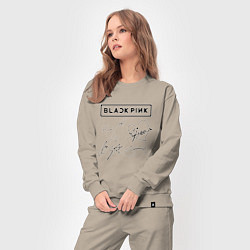 Костюм хлопковый женский BLACKPINK АВТОГРАФЫ ЧЁРНЫЙ БЛЭКПИНК, цвет: миндальный — фото 2