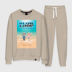 Костюм хлопковый женский Медленная петля Slow Loop n 1, цвет: миндальный
