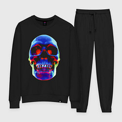 Костюм хлопковый женский Cool neon skull, цвет: черный