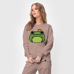Костюм хлопковый женский Frog Lucky король, цвет: пыльно-розовый — фото 2