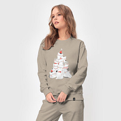 Костюм хлопковый женский КОТОЁЛКА новый год, цвет: миндальный — фото 2