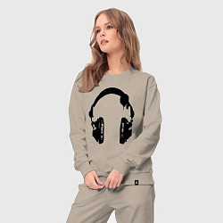 Костюм хлопковый женский Headphones наушники, цвет: миндальный — фото 2