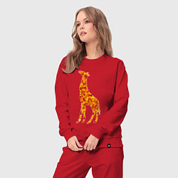 Костюм хлопковый женский Лиственный жираф, цвет: красный — фото 2