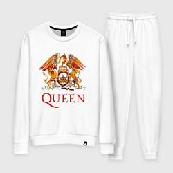 Костюм хлопковый женский Queen, логотип, цвет: белый